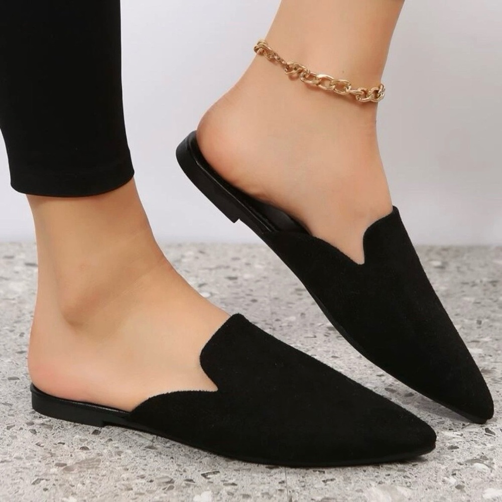 SHEIN Black Suede Loafers Flats